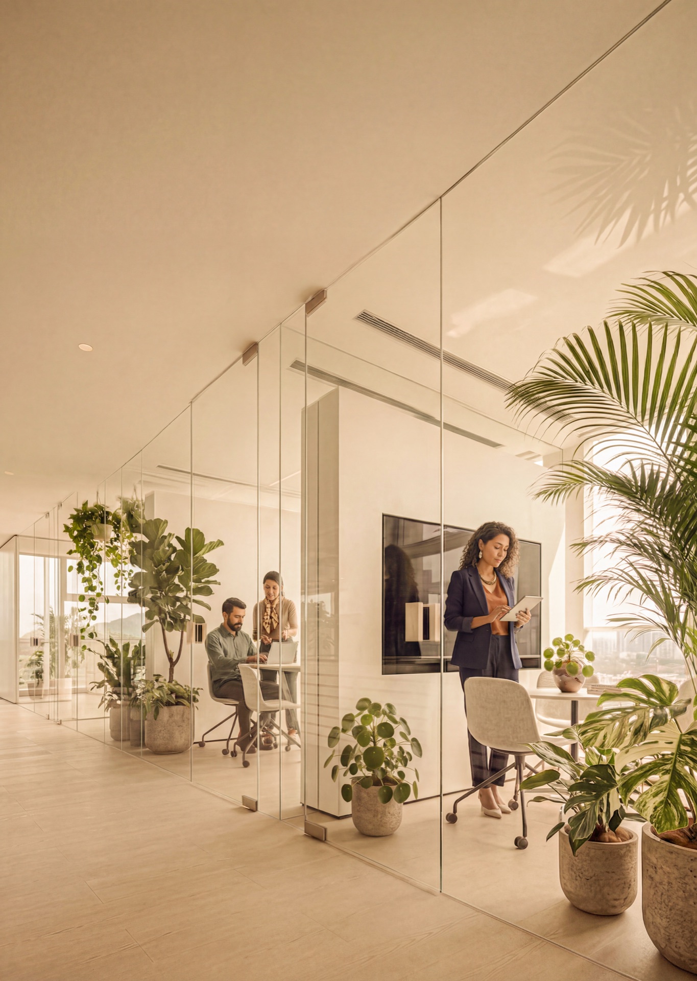 Oficinas con muros de vidrio